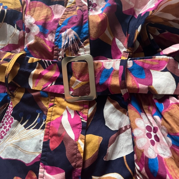 Fate Floral Long Sleeve Belted Romper - Retro Mod Print Playsuit - Size M - Picture 6 of 8